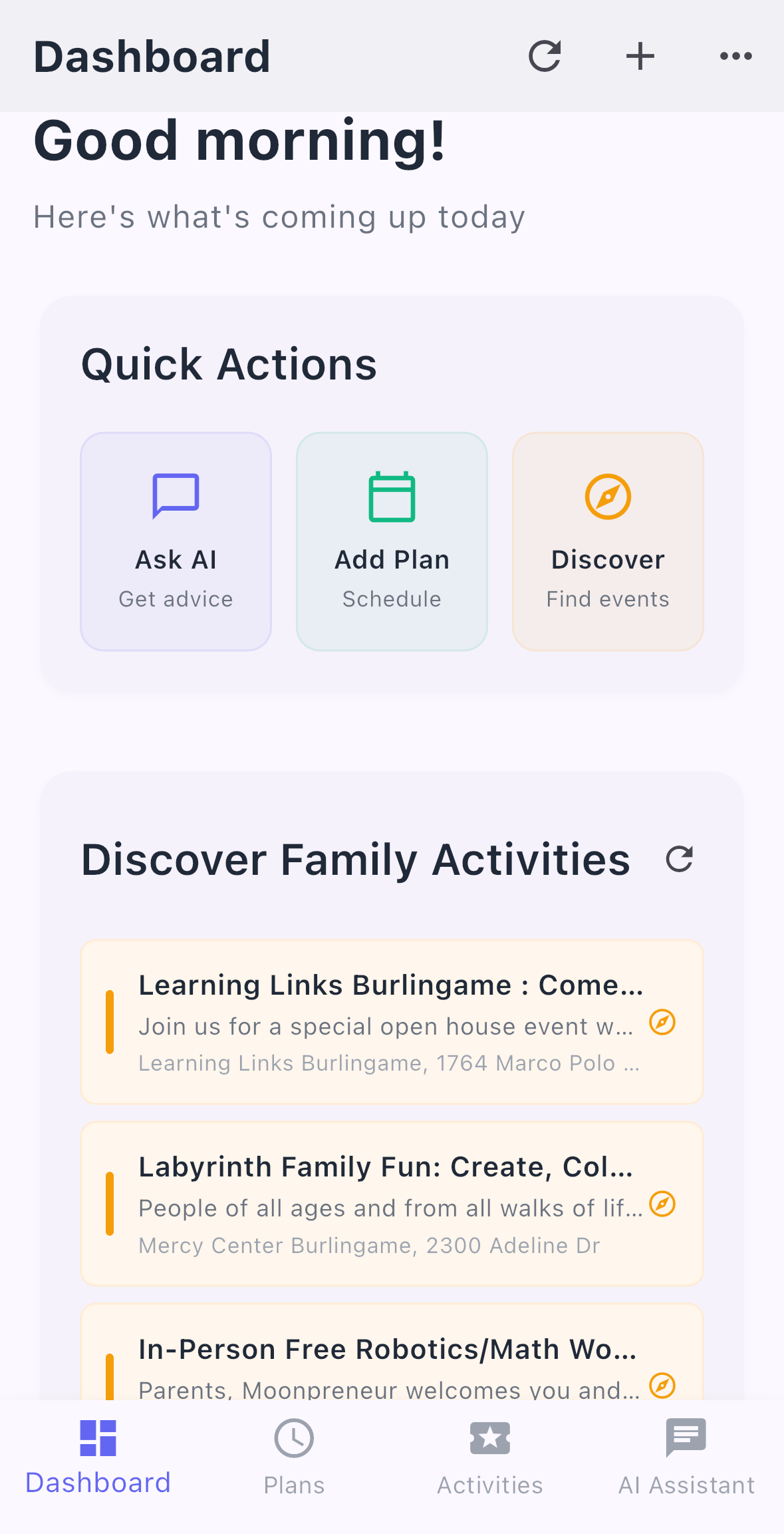 Kindred AI Family App Interface